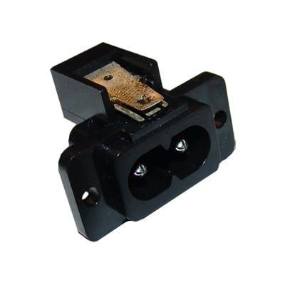 Power AC Connector, 2P male, panel type, (IEC60320 C8) switched