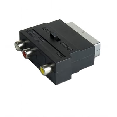 Adapter SCART male, 3x RCA female, switched