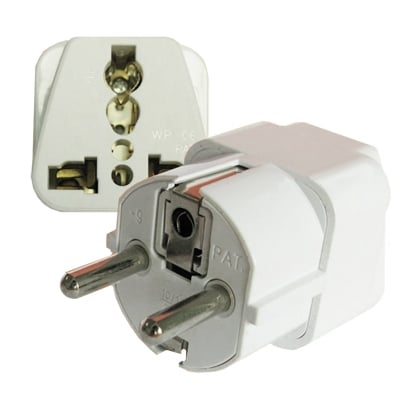 Power Socket Adapter SCHUKO male, UNI-mode female