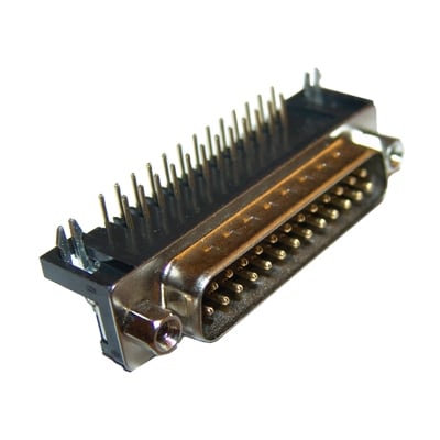 D-SUB 25P, male, PCB type, angled 90°