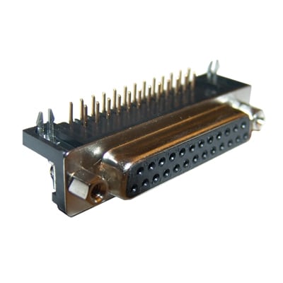 D-SUB 25P, female, PCB type, angled 90°