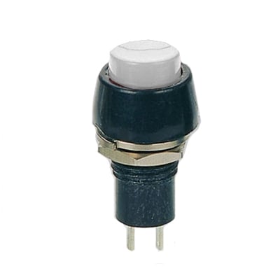 Push Button Switch M10, OD:15 mm, OFF-(ON), SPST, 1A/250VAC, WHITE