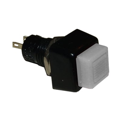 Push Button Switch M10, 15x15 mm, OFF-(ON), SPST, 1A/250VAC, WHITE