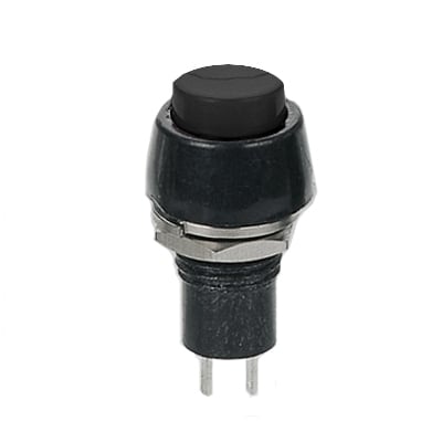 Push Button Switch M10, OD:15 mm, OFF-ON, SPST, Latching, 1A/250VAC, BLACK