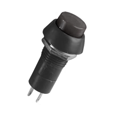 Push Button Switch M12, OD:18 mm, OFF-ON, SPST, Latching, 1A/250VAC, BLACK