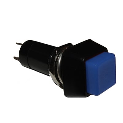 Push Button Switch M12, 15x15 mm, OFF-ON, SPST, Latching, 1A/250VAC, BLUE