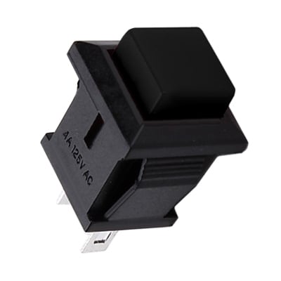 Push Button Switch 12x10, 14x14 mm, OFF-(ON), SPST, 0.5A/250VAC, BLACK