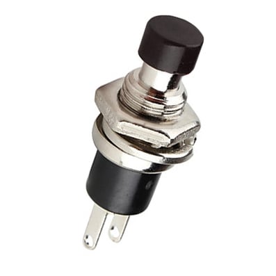 Push Button Switch M7, OFF-(ON), SPST, 0.5A/250VAC, BLACK