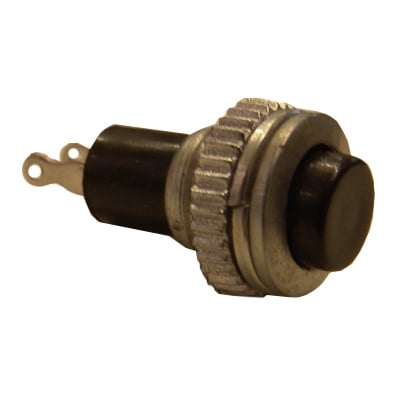 Push Button Switch M10, OD:12 mm, OFF-(ON), SPST, 0.5A/250VAC, BLACK