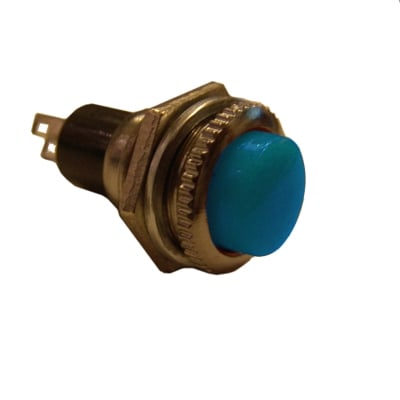 Push Button Switch M12, OD:14 mm, OFF-(ON), SPST, 2A/250VAC, BLUE