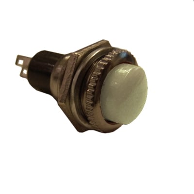 Push Button Switch M12, OD:14 mm, OFF-(ON), SPST, 2A/250VAC, WHITE