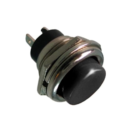 Push Button Switch M16, OD:19 mm, OFF-(ON), SPST, 1A/250VAC, BLACK