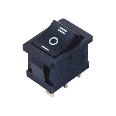 Rocker Switch 19x13 mm, 3P ON-OFF-ON, 6A/250VAC