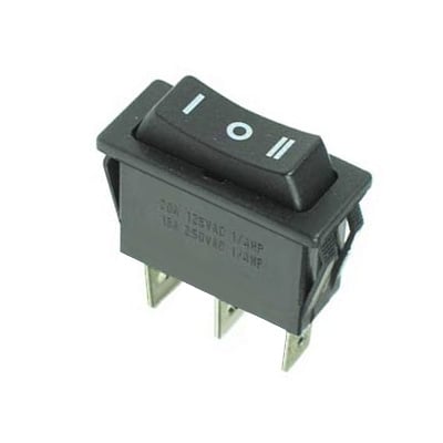 Rocker Switch 28x10 mm, 3P ON-OFF-ON, 15A/250VAC