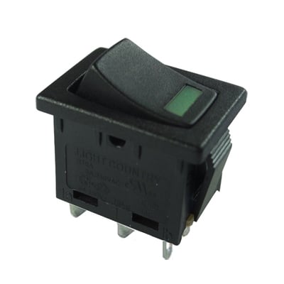 Illuminated Rocker Switch 19x13 mm, 4P ON-OFF, 6A/250VAC, LED GREEN