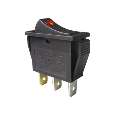 Illuminated Rocker Switch 28x11 mm, 3P ON-OFF, 35A/12VDC, RED DOT