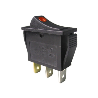 Illuminated Rocker Switch 28x11 mm, 3P ON-OFF, 15A/250VAC, RED DOT