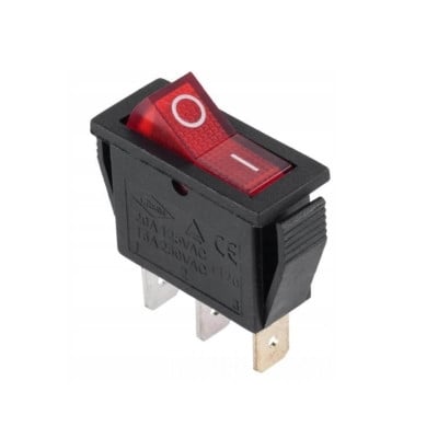 Illuminated Rocker Switch 31x11 mm, 3P ON-OFF, 16A/250VAC, RED