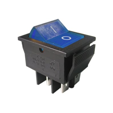 Illuminated Rocker Switch 28x22 mm, 4P, 2x ON-OFF, 16A/250VAC, BLUE