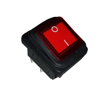 Illuminated Waterproof Rocker Switch 28x22 mm, 4P, 2x ON-OFF, 16A/250VAC, RED
