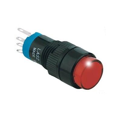 Illuminated Push Button Switch M12, 2DPDT, 2x OFF-(ON), 0.5A/250V, 1A/24V, 12V RED
