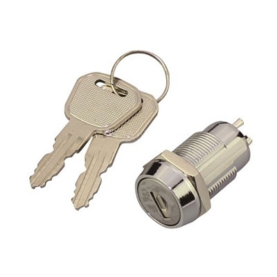 Key Switch M19, 2P, ON-OFF, flat key
