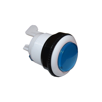 Arcade Game Button Switch M28, OD:33 mm, (ON)-ON, 6A/250VAC, WHITE/BLUE