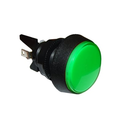 Arcade Game Button Switch M24, OD:44 mm, (ON)-ON, 6A/250VAC, GREEN