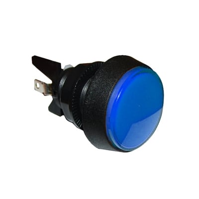 Arcade Game Button Switch M24, OD:44 mm, (ON)-ON, 6A/250VAC, BLUE