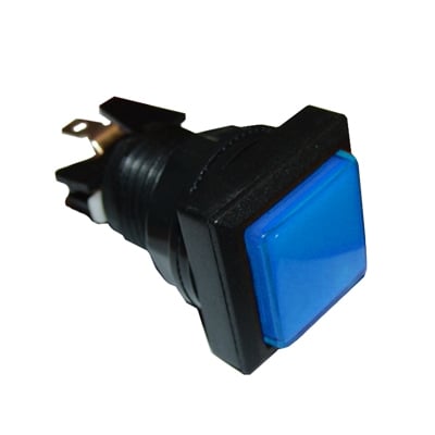 Arcade Game Button Switch M24, 33x33 mm, (ON)-ON, 6A/250VAC, BLUE