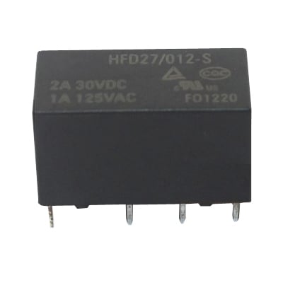 Relay HFD27/012-M, 12VDC, 1A/125VAC, 2A/30VDC, DPDT