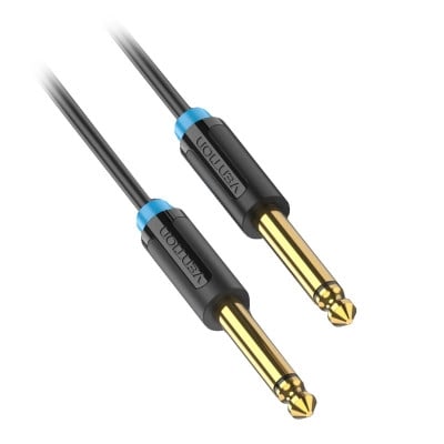 Cable 6.3 mm male, 6.3 mm male MONO (OD:5 mm) Cu, 5 m
