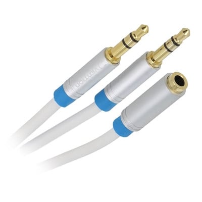 Cable 2x 3.5 mm male 3P, 3.5 mm female 4P (OD:4 mm) Cu, 0.3 m