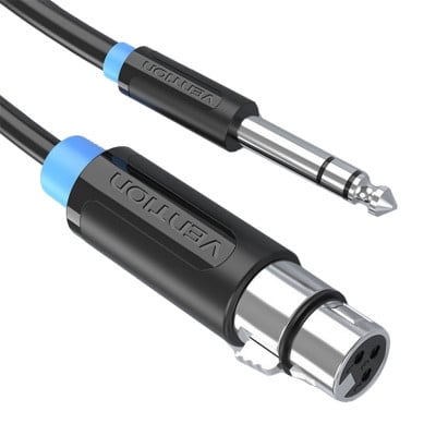 Cable 6.3 mm male,  XLR female 3P (OD:6 mm) Cu, 1.5 m