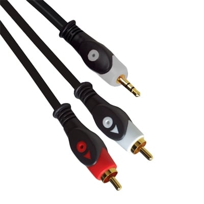 Cable 3.5 mm male, 2x RCA male (2xOD:4 mm) CCS, 3 m