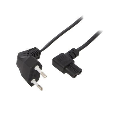 AC Power Cord (2x0.50 mm2), EU plug RA (C7) RA, 1 m