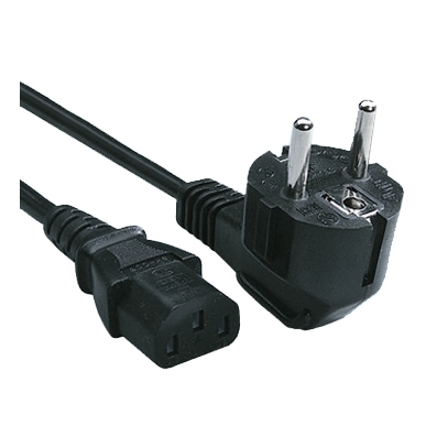 AC Power Cord, SCHUKO angle, 3P female (C13), 3x1 mm2, 1.8 m