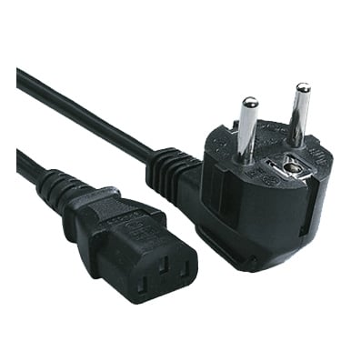 AC Power Cord, SCHUKO angle, 3P female (C13), 3x1 mm2, 3 m