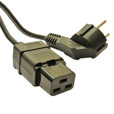 AC Power Cord, SCHUKO angle, 3P female (C19), 3x1.5 mm2, 1.8 m