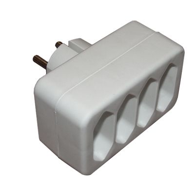 Power Socket Adapter SCHUKO male, 4x EU (CEE 7) female
