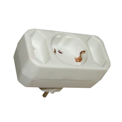 Power Socket Adapter SCHUKO male, SCHUKO, 2x EU female