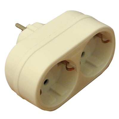 Power Socket Adapter SCHUKO male, 2x SCHUKO female