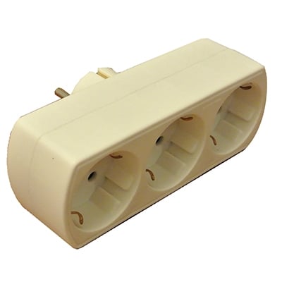 Power Socket Adapter SCHUKO male, 3x SCHUKO female