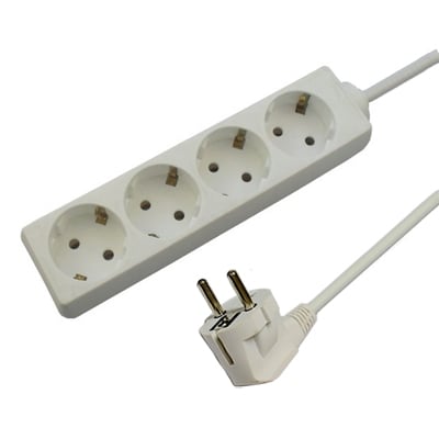 Power Multiple Socket Strip, 4x SCHUKO, 1.5 m, WHITE