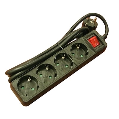 Power Multiple Socket Strip 4x SCHUKO, switch, 1.5 m, BLACK