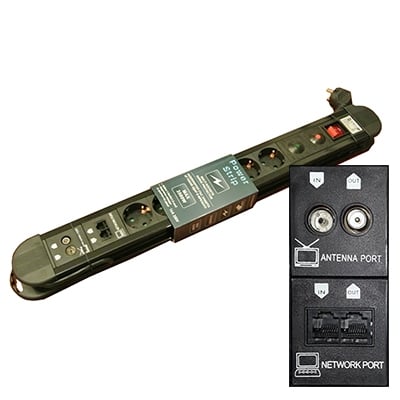 Power Multiple Socket Strip, Surge Guard, 6x SCHUKO, LAN, TV, 1.5 m