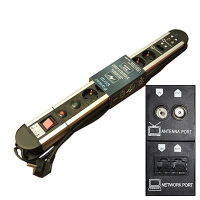 Power Multiple Socket Strip, Surge Guard, 6x SCHUKO, LAN, TV, 1.5 m