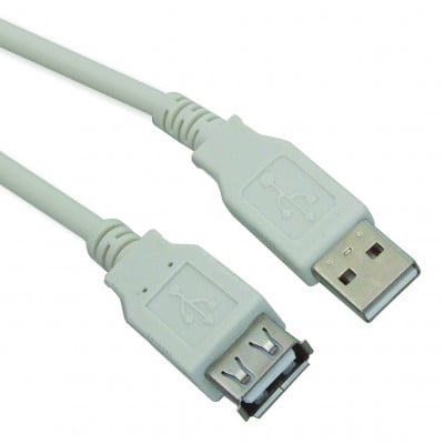 USB Cable 2.0A male, USB 2.0A female, 0.60 m, GREY