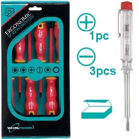 Insulated Screwdriver Set 102-105, 4 pcs, Voltage detector