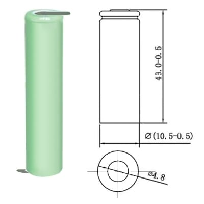 Battery Cell 5/4AAA 1.2V, 800 mAh, Ni-MH (leads)